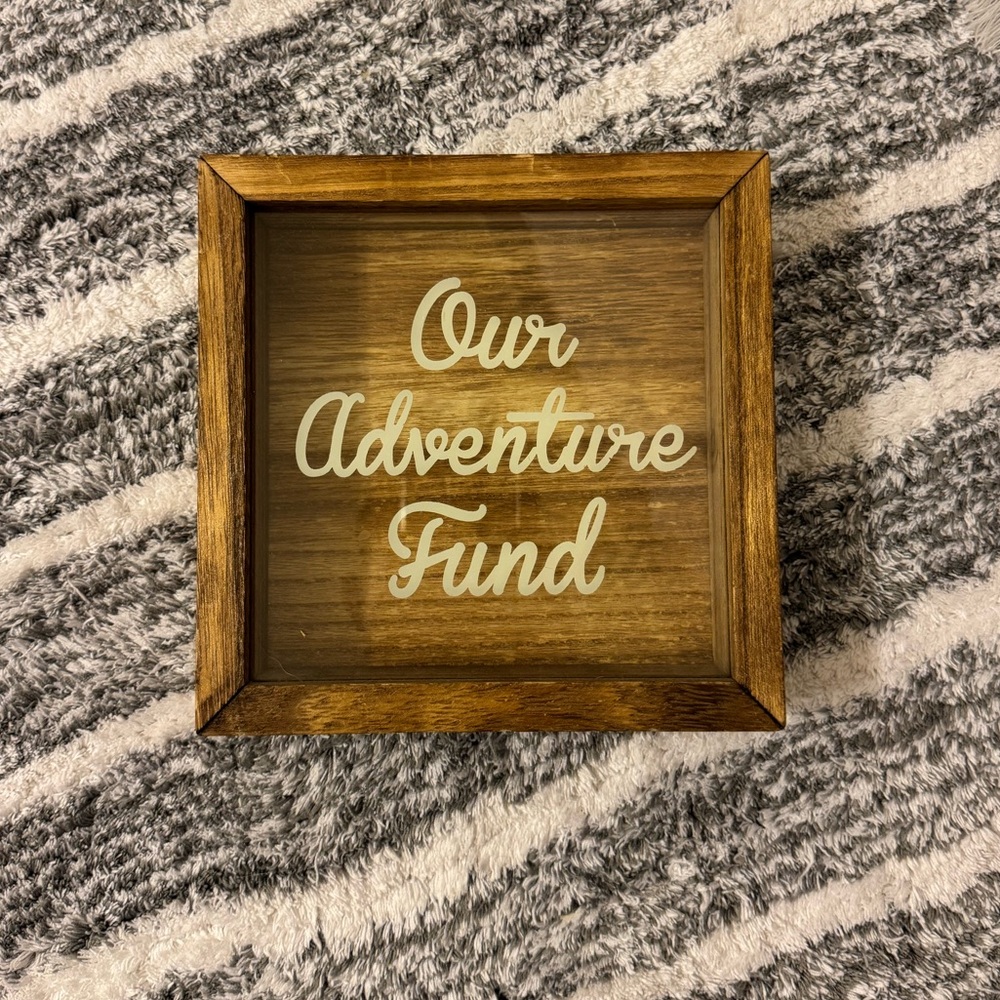 Wooden Adventure Fund Shadow Box Piggy Bank